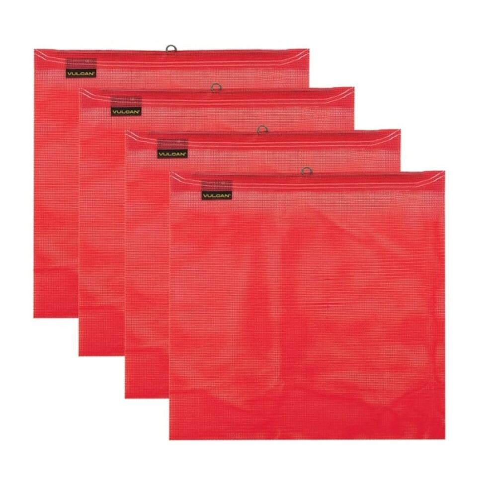 Red Safety Flag w/Wire Loop 4 Pack Vulcan Vinyl Coated Polyester Size 18x18